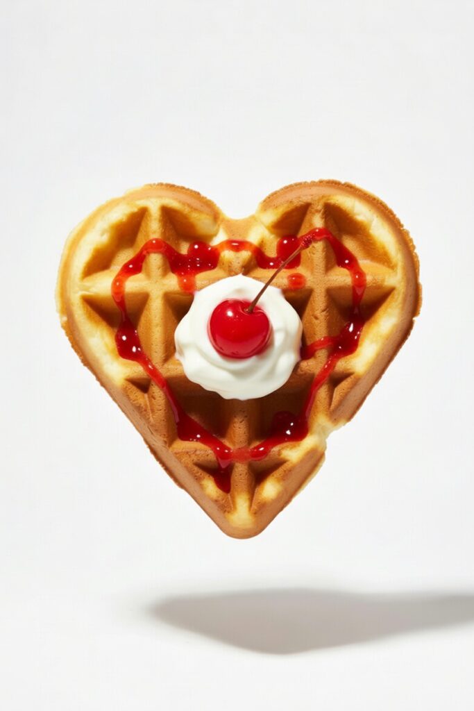 Berry Heart Waffle bubble tea