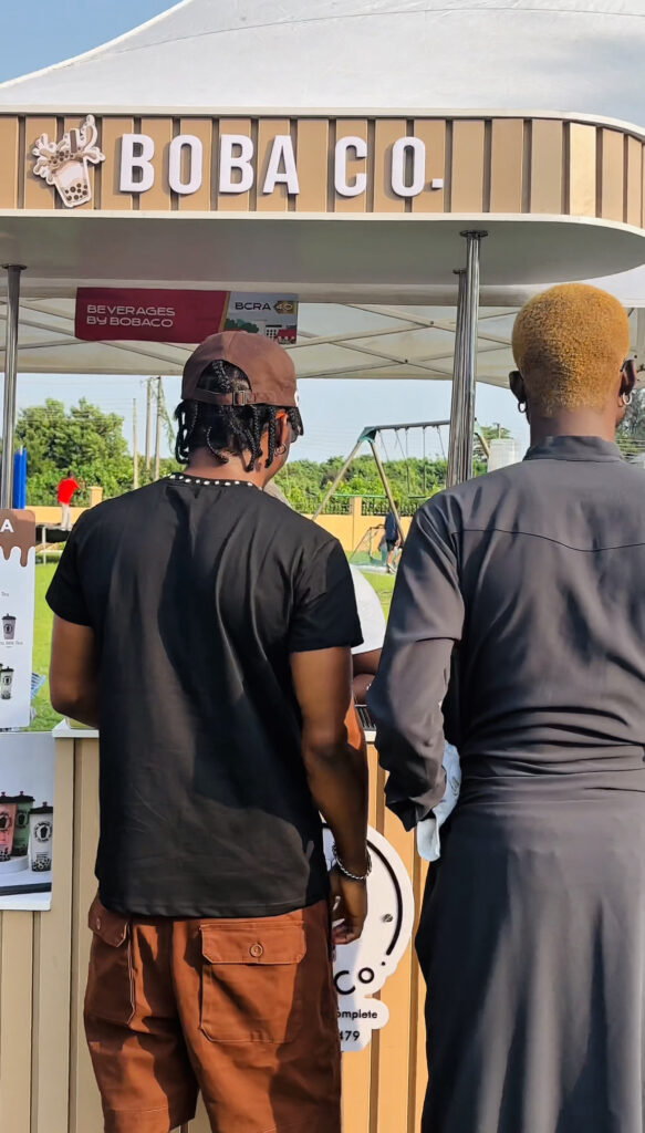 Guests at Boba Co. outdoor stand